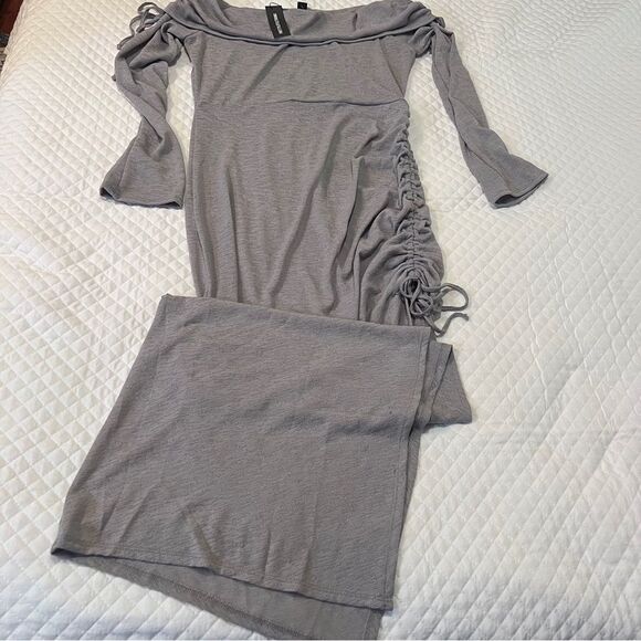 PrettyLittleThing Light Gray Cowl Neck Dress women's Size 12 - Picture 14 of 15